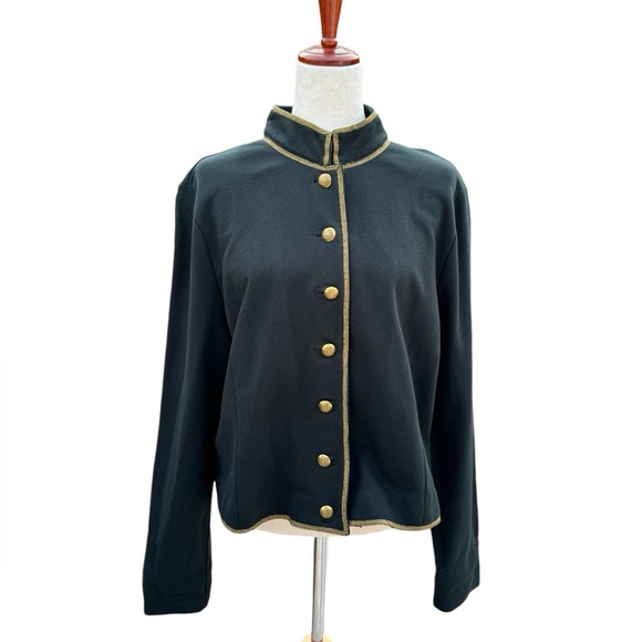 Lauren Jeans Ralph Lauren‎ Military
Style Black Gold Trim Cotton Blazer Size XL - Picture 1 of 8